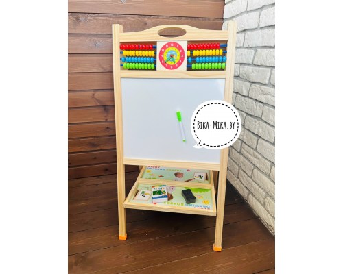 Магнитно-маркерная доска двухсторонняя, мольберт для рисования, арт. D001