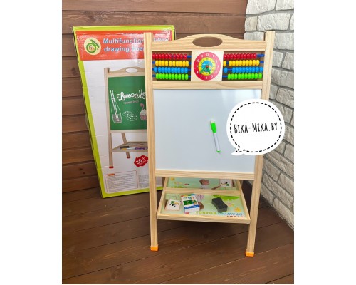 Магнитно-маркерная доска двухсторонняя, мольберт для рисования, арт. D001