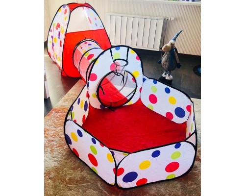 Детская игровая палатка домик с бассейном и тоннелем (280 см общая длины), арт. MG-13 (красный)