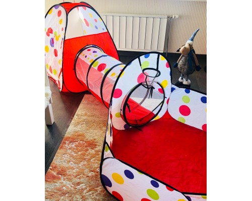 Детская игровая палатка домик с бассейном и тоннелем (280 см общая длины), арт. MG-13 (голубой)