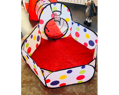 Детская игровая палатка домик с бассейном и тоннелем (280 см общая длины), арт. MG-13 (голубой)