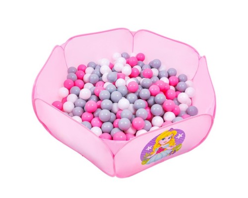 Шарики для сухого бассейна с рисунком, диаметр шара 7,5 см, набор 150 штук, цвет розовый, белый, серый