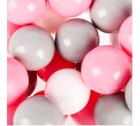 Шарики для сухого бассейна с рисунком, диаметр шара 7,5 см, набор 150 штук, цвет розовый, белый, серый