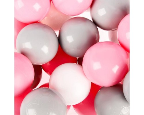 Шарики для сухого бассейна с рисунком, диаметр шара 7,5 см, набор 150 штук, цвет розовый, белый, серый