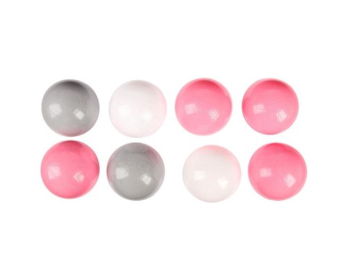 Шарики для сухого бассейна с рисунком, диаметр шара 7,5 см, набор 150 штук, цвет розовый, белый, серый