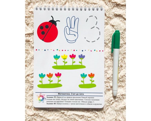 Многоразовый блокнот «60 развивающих задания для детей 2-3 лет» (маркер не входит в комплект)