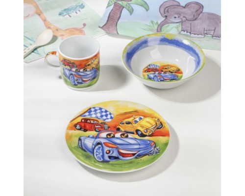 Набор детской посуды "Гонки" (3 предметов), керамика, арт. 2480344
