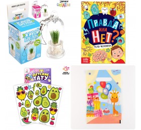 6 вариант 9-10 лет Подарок на день рождения Живой брелок + Обучающая книга "Правда или нет" + Тату + пакет