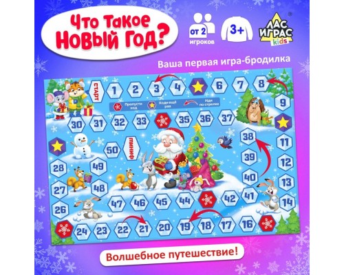 Игра настольная бродилка-ходилка «Что такое Новый год?», в пакете