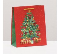 Пакет подарочный "Новогодняя ёлка с подарками", 18 х 22,3 х 10 см