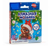 Алмазная мозаика на новый год на подвеске «Мишка с подарками», 9 х 11 см, новогодний набор для творчества
