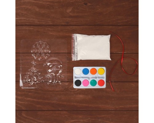 Набор для творчества «Новогодние игрушки из гипса под роспись» (ёлочка+дед мороз+снежинка)