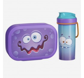 Детский набор: контейнер для хранения 0,98 л (ланч-бокс) и бутылка для воды с петлей 0,4л, цвет сиреневый