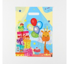Пакет "Веселый жирафик", полиэтиленовый, с вырубной ручкой, 30 х 40 см, 50 мкм