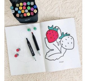 Маркеры фломастеры для скетчинга (двусторонние), набор маркеров фломастеров 24 цвета в сумке, арт. 21883-1