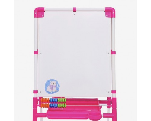 Магнитно-маркерная доска растущая, мольберт двухсторонний для рисования со счетами розовый