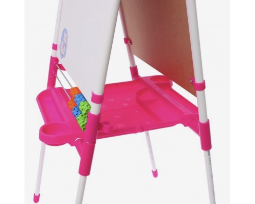 Магнитно-маркерная доска растущая, мольберт двухсторонний для рисования со счетами розовый