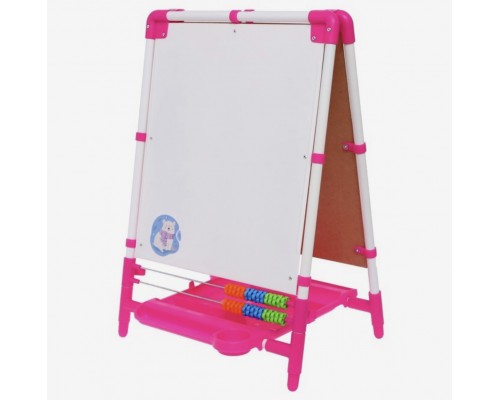 Магнитно-маркерная доска растущая, мольберт двухсторонний для рисования со счетами розовый