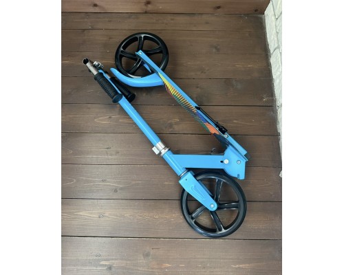 Детский и подростковый складной самокат Scooter двухколесный (6-15 лет) синий-желтый