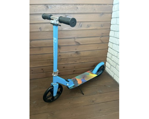 Детский и подростковый складной самокат Scooter двухколесный (6-15 лет) синий-желтый