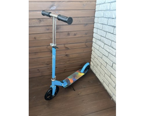 Детский и подростковый складной самокат Scooter двухколесный (6-15 лет) синий-желтый