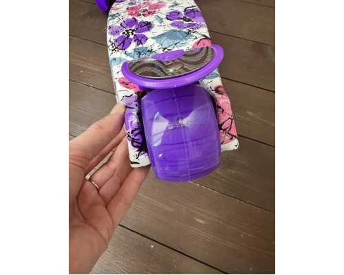 Самокат детский трехколесный Scooter Maxi Макси со светящимися колесами 036z (фиолетовый/цветы)