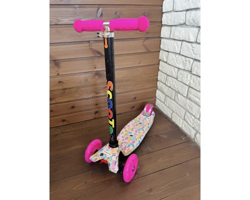 Детский самокат Scooter Maxi (2,5-7 лет) со светящимися колесами (Розовый/помада), арт. 036z