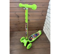 Детский самокат Scooter Maxi с принтом и светящимися колесами 0072R (салатовый/марио)