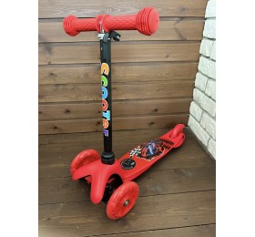Детский самокат Scooter Mini (1,5-4 года) со светящимися колесами (красный/гонки), арт. 038z