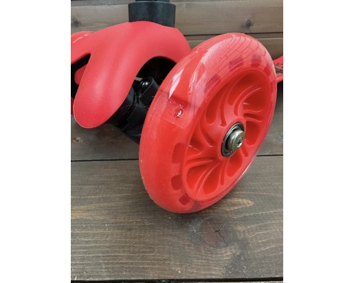 Детский самокат Scooter Mini (1,5-4 года) со светящимися колесами (красный/гонки), арт. 038z
