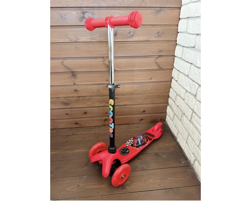 Детский самокат Scooter Mini (1,5-4 года) со светящимися колесами (красный/гонки), арт. 038z