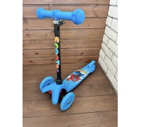 Детский самокат Scooter Mini (1,5-4 года) со светящимися колесами (голубой/человек-паук), арт. 038z