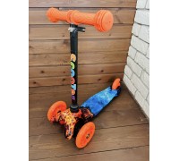Детский самокат Scooter Mini (1,5-4 года) со светящимися колесами (оранжевый/огонь-вода), арт. 038z
