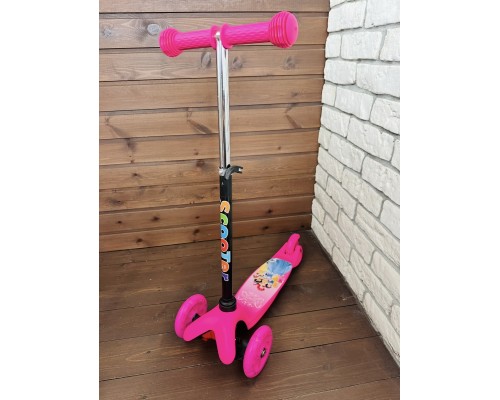 Детский самокат Scooter Mini (1,5-4 года) со светящимися колесами (розовый/принцессы), арт. 038z