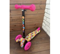 Детский самокат Scooter Mini (1,5-4 года) со светящимися колесами (розовый / рисунок), арт. 038z