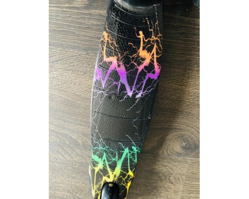 Детский самокат Scooter Mini (1,5-4 года) со светящимися колесами (черный/молнии), арт. 038z