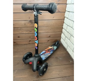 Детский самокат Scooter Mini (1,5-4 года) со светящимися колесами (черный человек-паук), арт. 038z