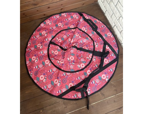 Тюбинг-ватрушка, диаметр чехла 100 см, ткань/тент (розовый/конфеты)