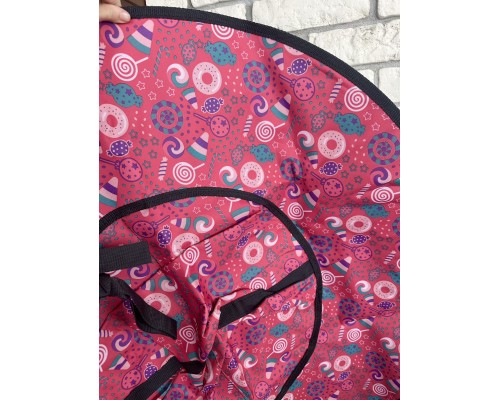 Тюбинг-ватрушка, диаметр чехла 100 см, ткань/тент (розовый/конфеты)