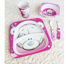 Набор детской посуда из бамбука (5 предметов), розовый, арт. 6886169 !!!