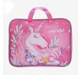 Папка сумка портфель с ручками "Приношу счастье" А4 текстильная, арт. 4061083