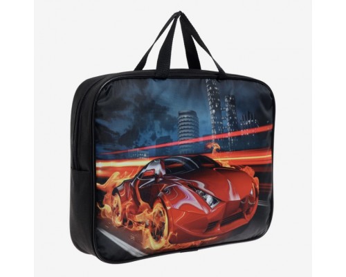 Папка сумка портфель с ручками "Авто в огне" А4 текстильная, арт. 3297397