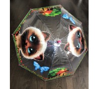 Детский зонт (зонтик) со свистком (котик/малиновый)