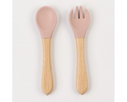 !! Набор столовых приборов из силикона и бамбука (вилка и ложка)