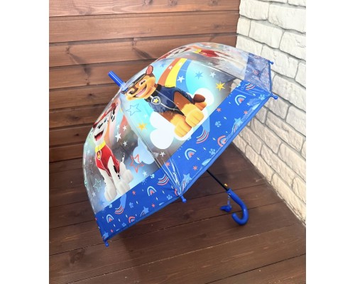 Детский зонт (зонтик) "Щенячий патруль" синий с окантовкой и свистком