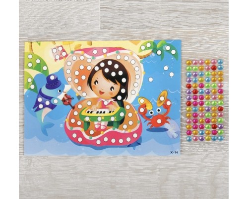 Аппликация круглыми стразами «Лев»