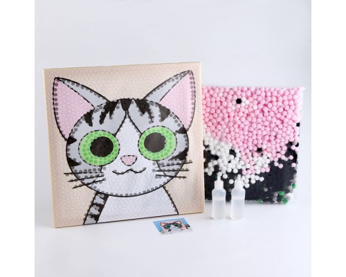 Аппликация помпошками «Котяра» размер — 30 × 30 см, клей 30 мл, 9702475