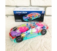 Игрушка Машинка прозрачная музыкальная с вращающимися шестеренками внутри, арт. YJ388-48