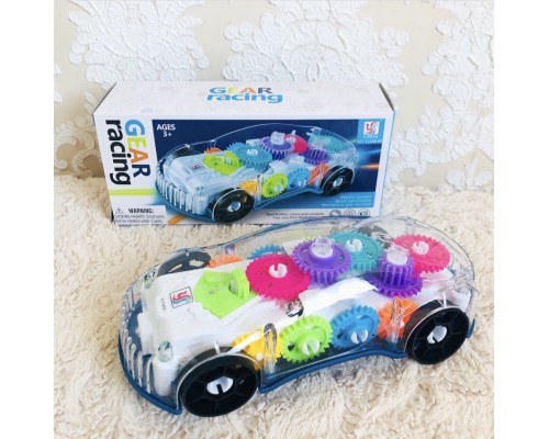 Игрушка Машинка прозрачная музыкальная с вращающимися шестеренками внутри, арт. YJ388-65