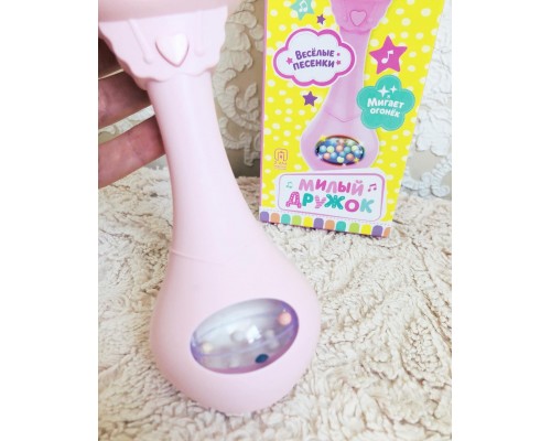 Музыкальная игрушка погремушка "Милый дружок" с мягкими ушками-грызунками, арт. 6880445